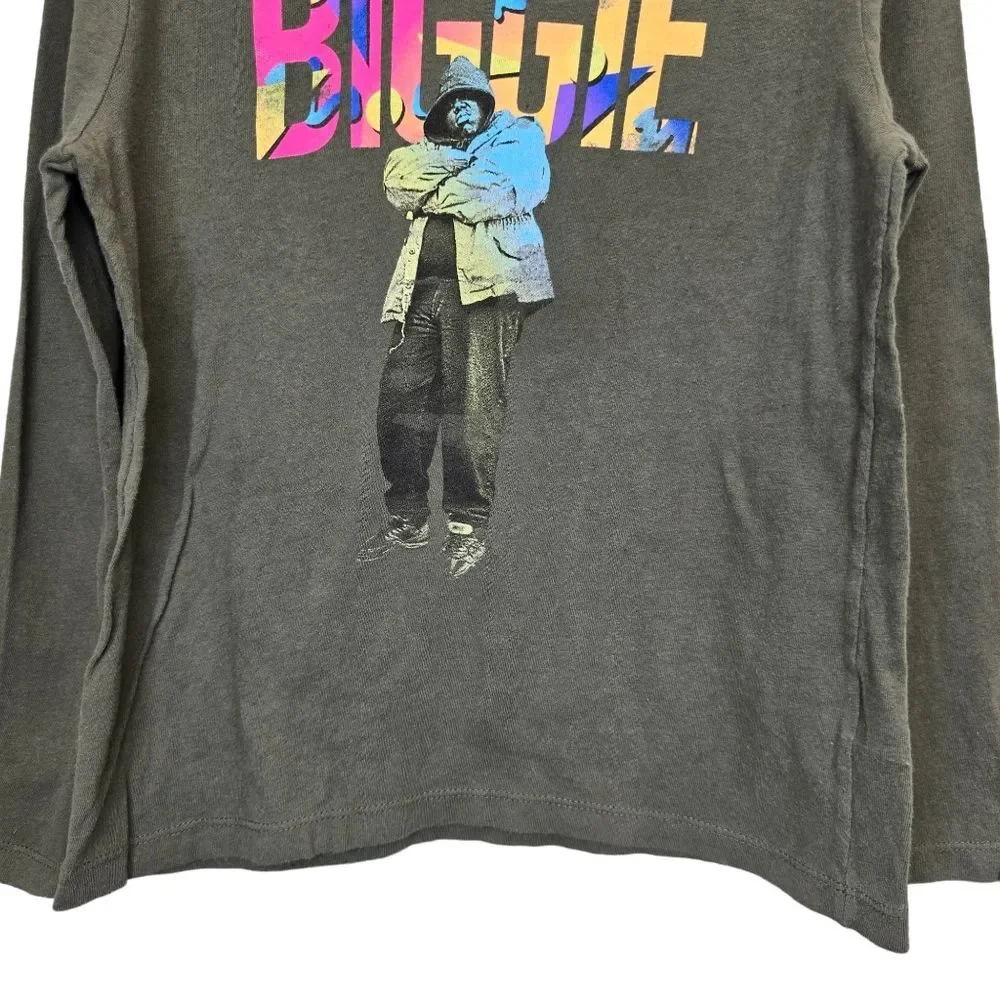Old Navy Boys S (6-7) Notorious Biggie Graphic Crewneck Long Sleeve Shirt Olive